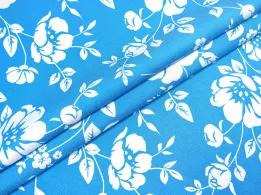 Джинс тенсел цветочное плетение, голубая лазурь - интернет-магазин tkani-atlas.com.ua