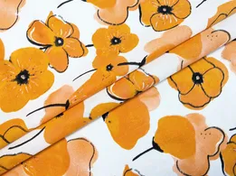 Котон квіткова акварель, помаранчевий (відріз 1 м) - інтернет-магазин tkani-atlas.com.ua