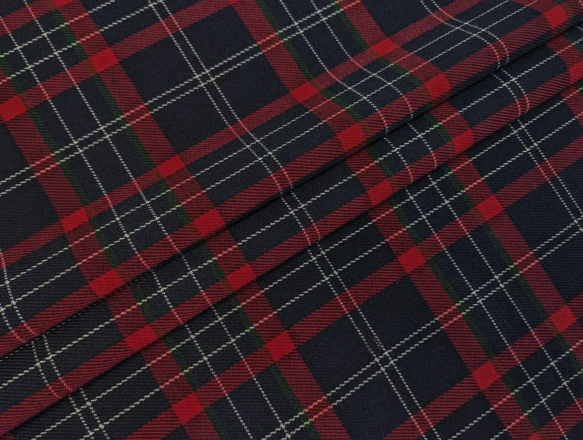 Костюмний тіар клітинка, темно-синій з червоним (відріз 0,5 м) - фото 1 - інтернет-магазин tkani-atlas.com.ua