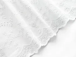 Прошва с двухсторонним купоном цветочные узоры, белый - интернет-магазин tkani-atlas.com.ua