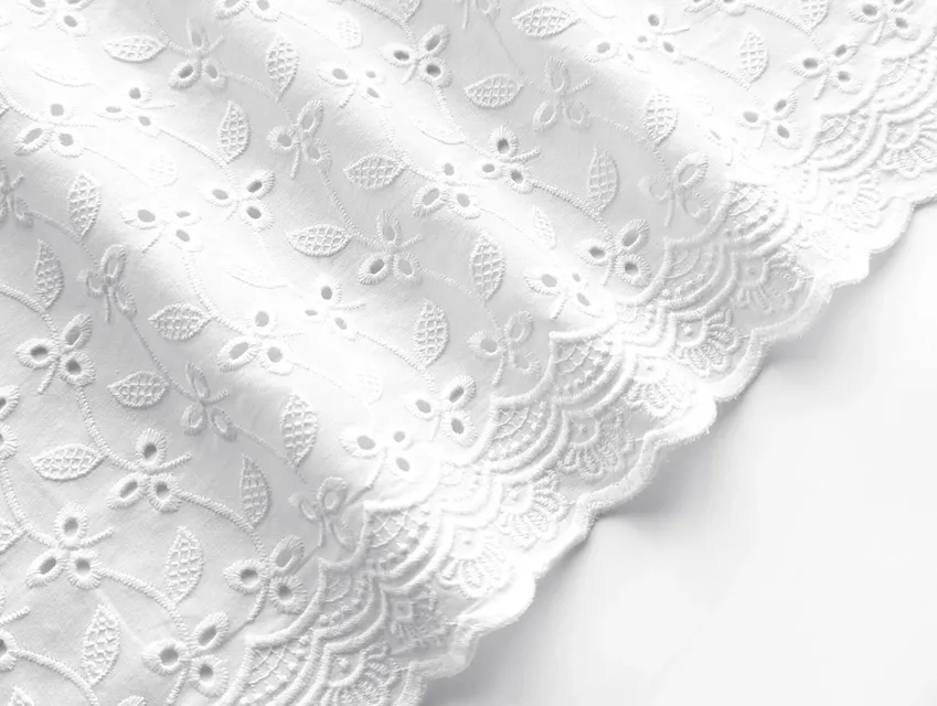 Прошва с двухсторонним купоном лиственное плетение, белый - фото 1 - интернет-магазин tkani-atlas.com.ua