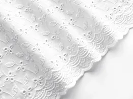 Прошва з двостороннім купоном листяне плетіння, білий - інтернет-магазин tkani-atlas.com.ua