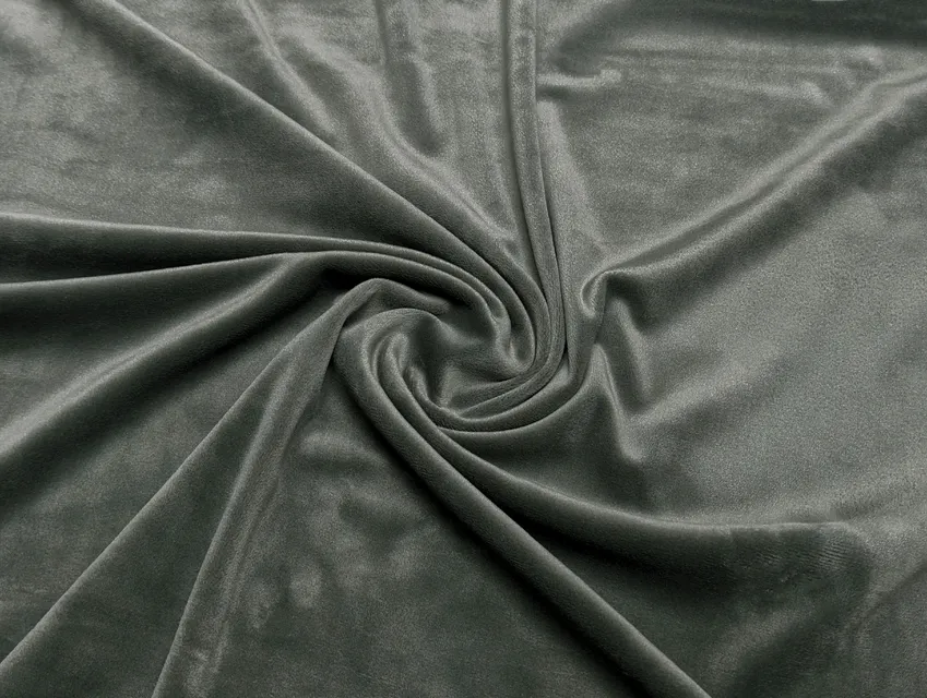 Бархат на трикотаже плюш серый хаки (отрез 1 м) - фото 1 - интернет-магазин tkani-atlas.com.ua