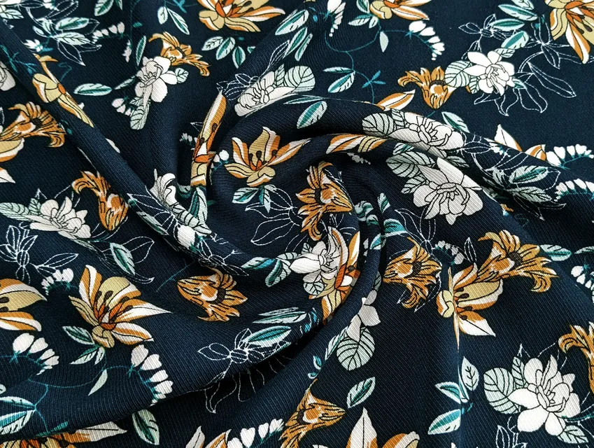 Штапель Бельмондо цветочный, темно-синий (отрез 1,7 м) - фото 1 - интернет-магазин tkani-atlas.com.ua