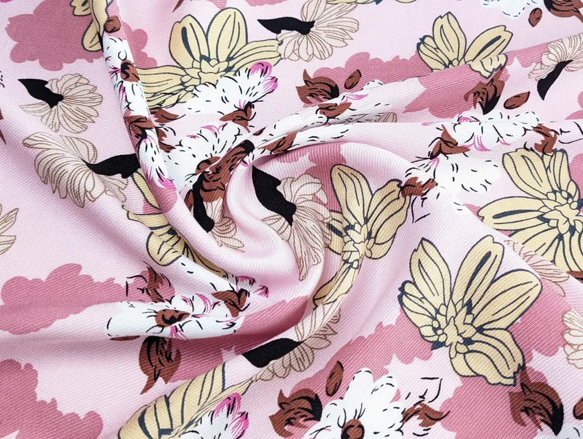 Штапель Бельмондо квіткова казка, блідо-рожевий (відріз 0,8 м) - фото 1 - інтернет-магазин tkani-atlas.com.ua