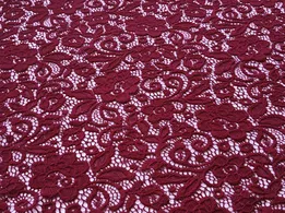 Гипюр стрейч Классика цветочная нежность, бордовый (отрез 0,8 м) - интернет-магазин tkani-atlas.com.ua