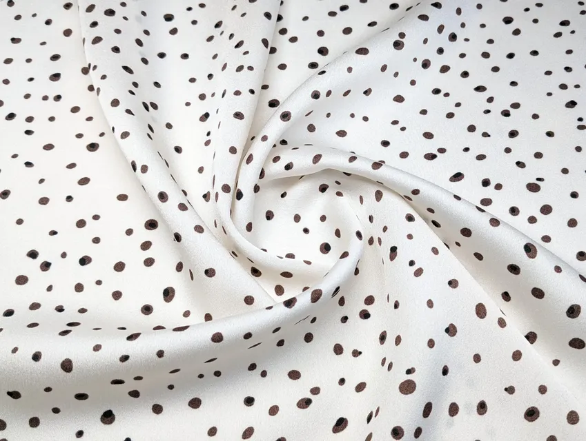 Шифон атласний дрібний розсип, коричневий на молочному (відріз 2 м) - фото 1 - інтернет-магазин tkani-atlas.com.ua