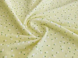 Коттон кринкл мелкие цветочки, светло-желтый (отрез 2,3 м) - интернет-магазин tkani-atlas.com.ua