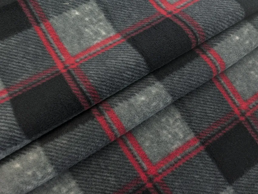 Фліс малюнок клітина 110 мм, сірий (відріз 0,5 м) - фото 1 - інтернет-магазин tkani-atlas.com.ua