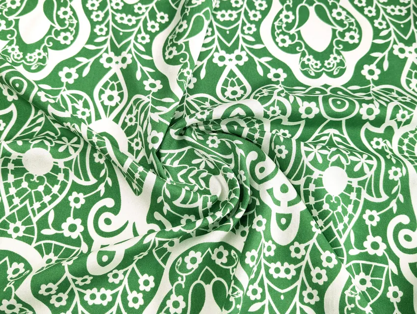 Штапель шелковистый орнамент , зеленый (отрез 3 м) - фото 1 - интернет-магазин tkani-atlas.com.ua