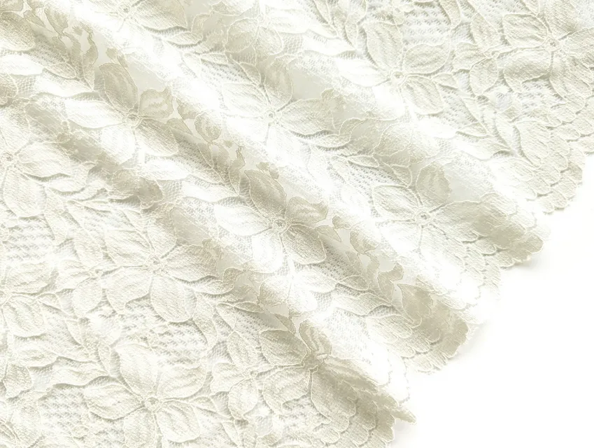 Гіпюр стрейч Класика квіткове плетіння, вершковий (відріз 1,2 м) - фото 1 - інтернет-магазин tkani-atlas.com.ua