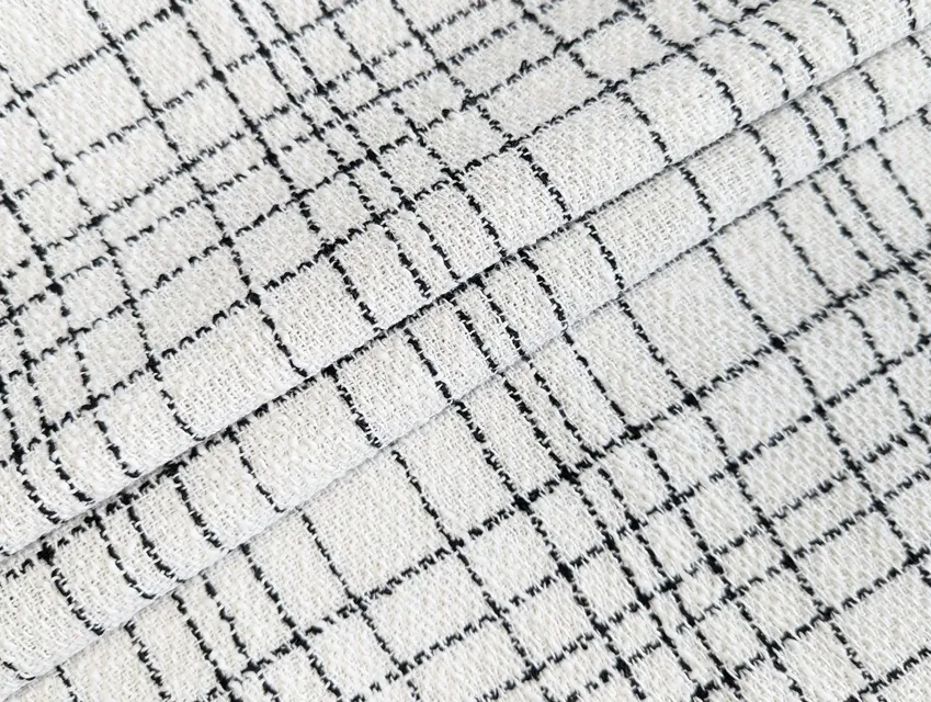 Шанель твід клітина 93 мм, молочний (відріз 1 м) - фото 1 - інтернет-магазин tkani-atlas.com.ua