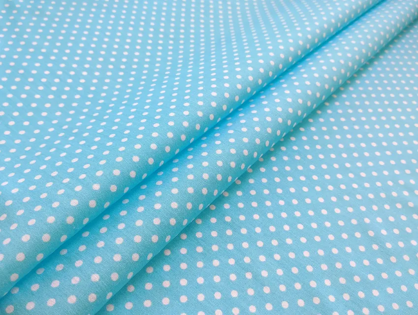 Котон сорочковий горох 3 мм, білий на блакитному (відріз 0,6 м) - фото 1 - інтернет-магазин tkani-atlas.com.ua