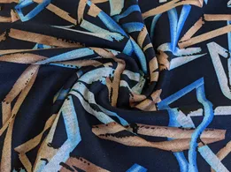 Трикотаж Модал геометрический, голубой на темно-синем (отрез 2,7 м) - интернет-магазин tkani-atlas.com.ua