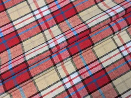 Котон сорочковий клітинка, пряжене молоко з червоним (відріз 2 м) - інтернет-магазин tkani-atlas.com.ua