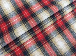 Коттон рубашечный клетка 130 мм, красный с бежевым (отрез 2,8 м) - интернет-магазин tkani-atlas.com.ua