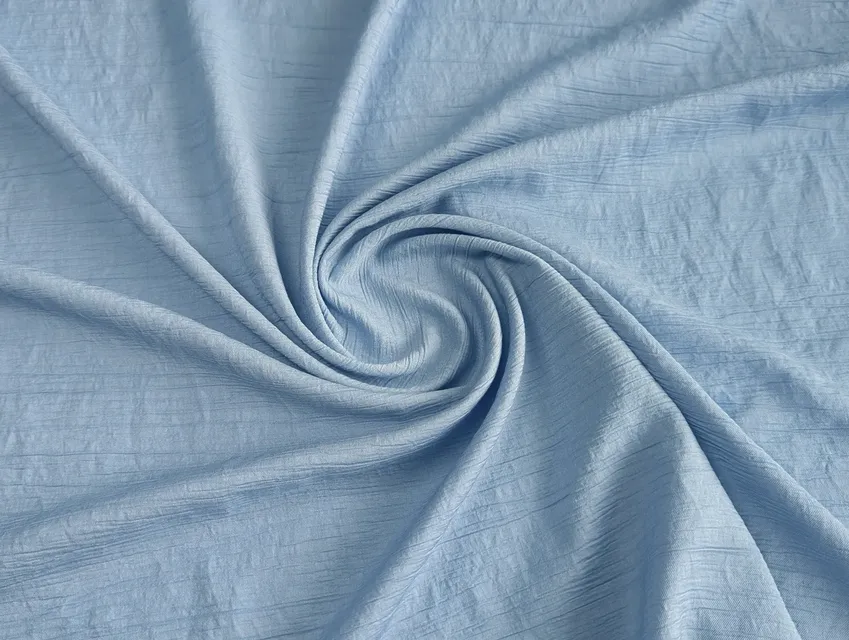 Штапель твил с нейлоном жатка, голубой джинсовый (отрез 0,3 м) - фото 1 - интернет-магазин tkani-atlas.com.ua