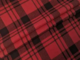 Коттон рубашечный клетка 95 мм, черный на красном (отрез 2 м) - интернет-магазин tkani-atlas.com.ua