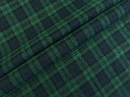 Коттон рубашечный клетка 52 мм, зеленый на темно-синем (отрез 2 м) - интернет-магазин tkani-atlas.com.ua
