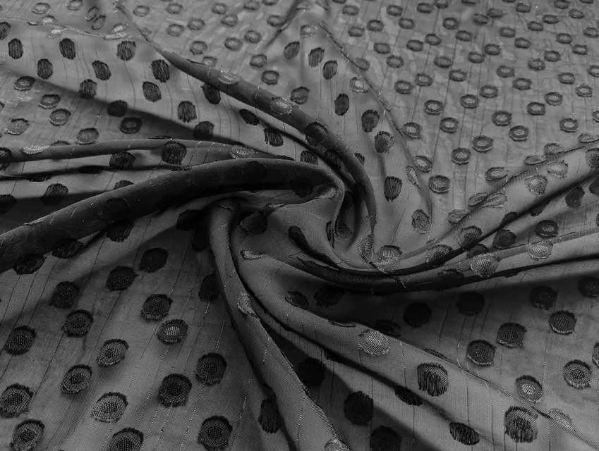 Шифон металлик точка 7 мм, черный (отрез 2 м) - фото 1 - интернет-магазин tkani-atlas.com.ua
