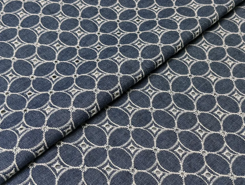 Джинс прошва четырехлистник , синий (отрез 0,4 м) - фото 1 - интернет-магазин tkani-atlas.com.ua