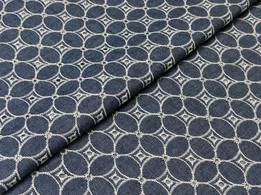 Джинс прошва четырехлистник , синий (отрез 0,4 м) - интернет-магазин tkani-atlas.com.ua