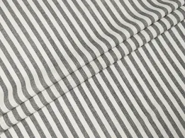 Лен вискоза полоска 6 мм, молочный с черным (отрез 0,3 м) - интернет-магазин tkani-atlas.com.ua