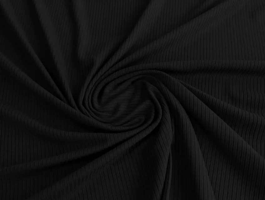 Трикотаж рубчик, чорний (відріз 1,4 м) - фото 1 - інтернет-магазин tkani-atlas.com.ua