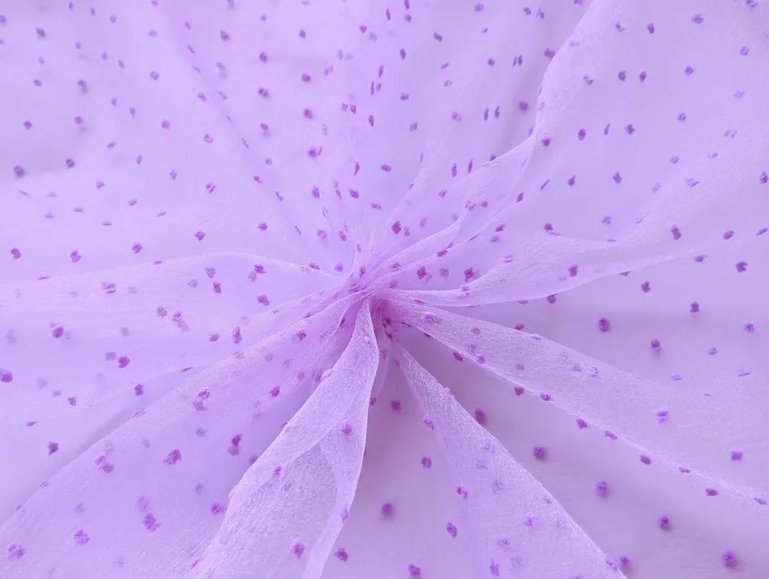 Органза горошек, сиреневый (отрез 1,6 м) - фото 1 - интернет-магазин tkani-atlas.com.ua
