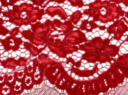 Гипюр бархатный с блеском двухсторонний фестон , красный (отрез 2 м) - интернет-магазин tkani-atlas.com.ua