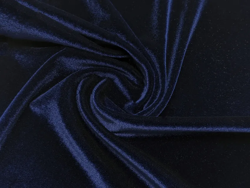 Бархат стрейч Венеция темно-синий (отрез 2,9 м) - фото 1 - интернет-магазин tkani-atlas.com.ua