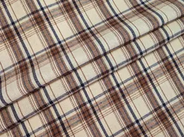 Котон сорочковий клітинка 65 мм, коричневий на кремовому - інтернет-магазин tkani-atlas.com.ua