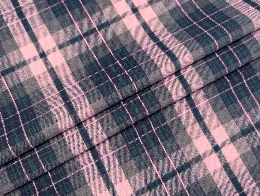 Котон сорочковий клітинка 115 мм, темно-зелений з рожевим - фото 1 - інтернет-магазин tkani-atlas.com.ua
