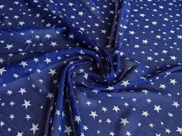 Шифон малюнок зоряне небо, синій (відріз 2,4 м) - інтернет-магазин tkani-atlas.com.ua