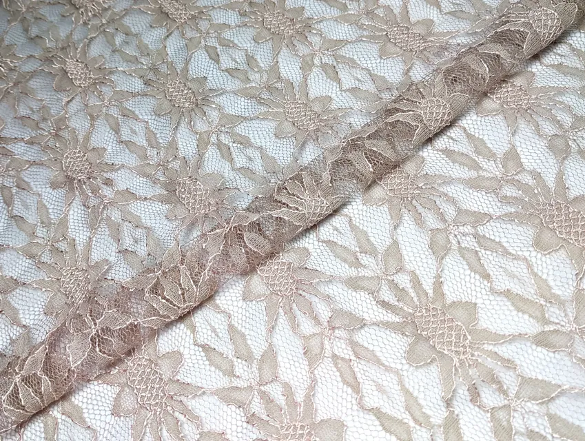 Гіпюр стрейчевий Дубай бежевий (відріз 1,5 м) - фото 1 - інтернет-магазин tkani-atlas.com.ua