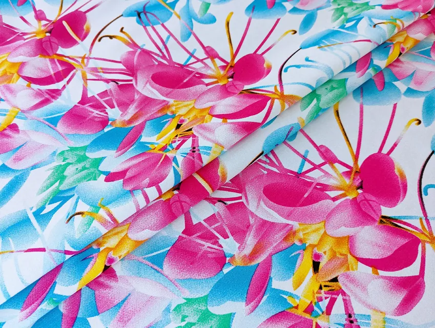 Котон сатин принт літній бриз, ментоловий (відріз 2,4 м) - фото 1 - інтернет-магазин tkani-atlas.com.ua