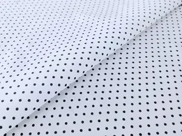 Стрейч поплин принт горошки 2 мм, черный на белом (отрез 3 м) - интернет-магазин tkani-atlas.com.ua