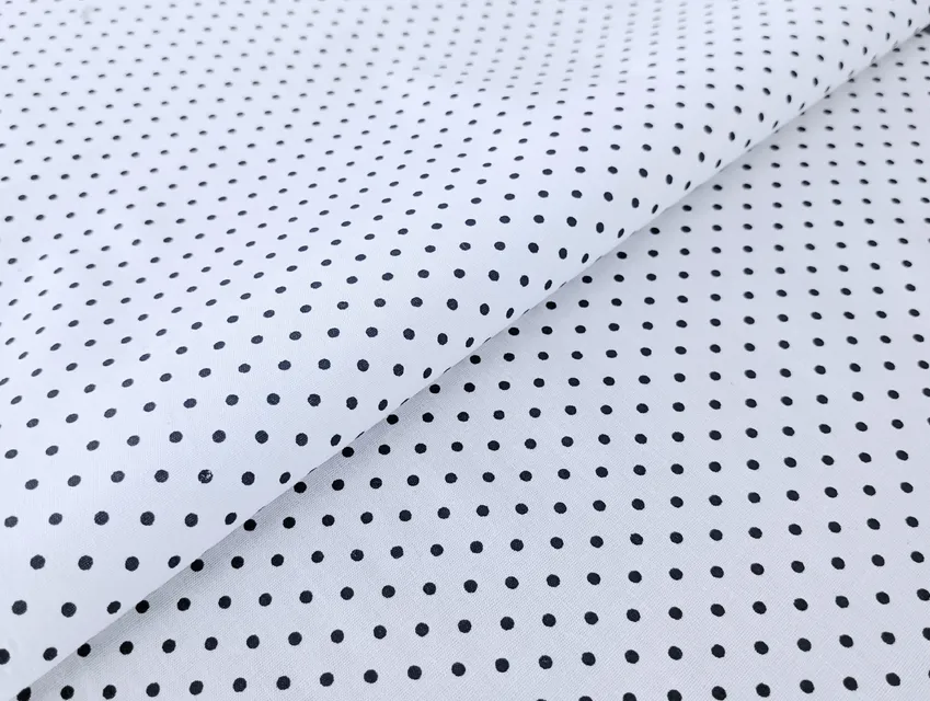 Поплін сорочечний горошки 2 мм, чорний на білому (відріз 3 м) - фото 1 - інтернет-магазин tkani-atlas.com.ua