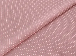Стрейч поплин принт мелкий горошек 2 мм, персиковый (отрез 2,2 м) - интернет-магазин tkani-atlas.com.ua