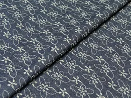 Джинс прошва квітковий, синій (відріз 2,8 м) - інтернет-магазин tkani-atlas.com.ua