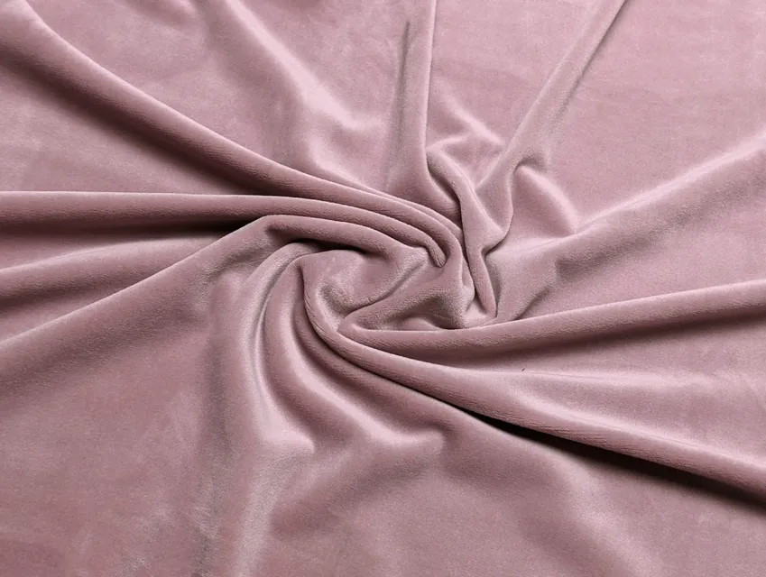 Бархат на трикотаже плюш розовая пудра (отрез 0,8 м) - фото 1 - интернет-магазин tkani-atlas.com.ua