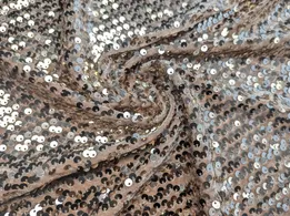 Бархат с пайеткой светлое золото на бежевом  (отрез 0,9 м) - интернет-магазин tkani-atlas.com.ua