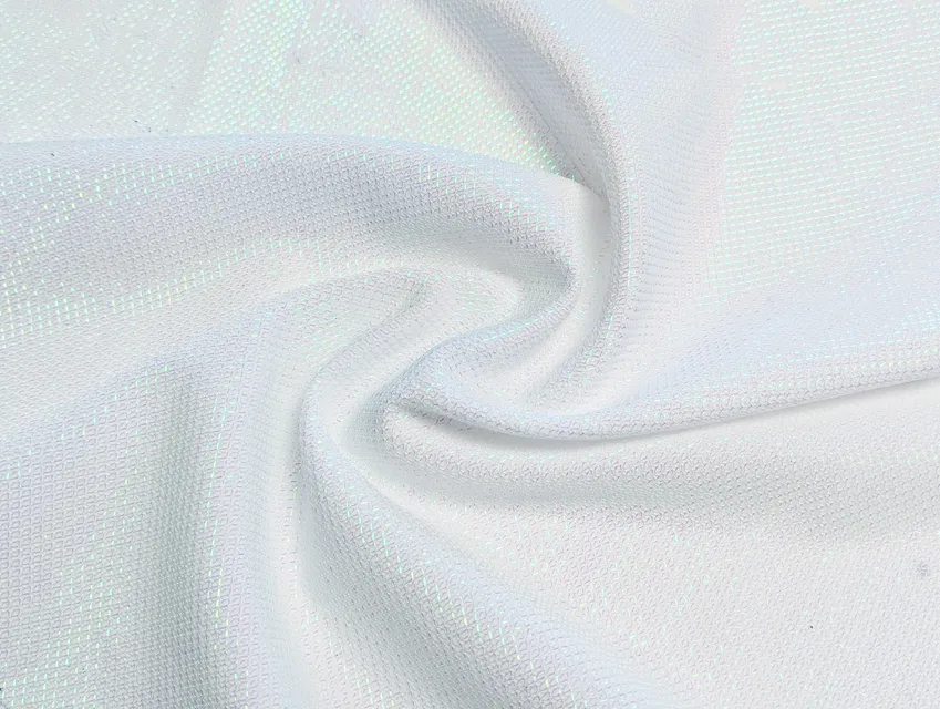 Трикотаж диско щільний хамелеон, білий з салатовим (відріз 0,8 м) - фото 1 - інтернет-магазин tkani-atlas.com.ua