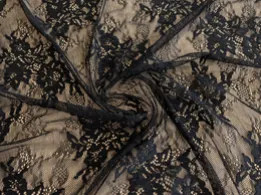 Мереживо Венеція букет, чорний (відріз 1,4 м) - інтернет-магазин tkani-atlas.com.ua