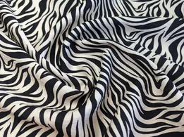 Льон бохо рисунок зебра, черный на бежевом - интернет-магазин tkani-atlas.com.ua
