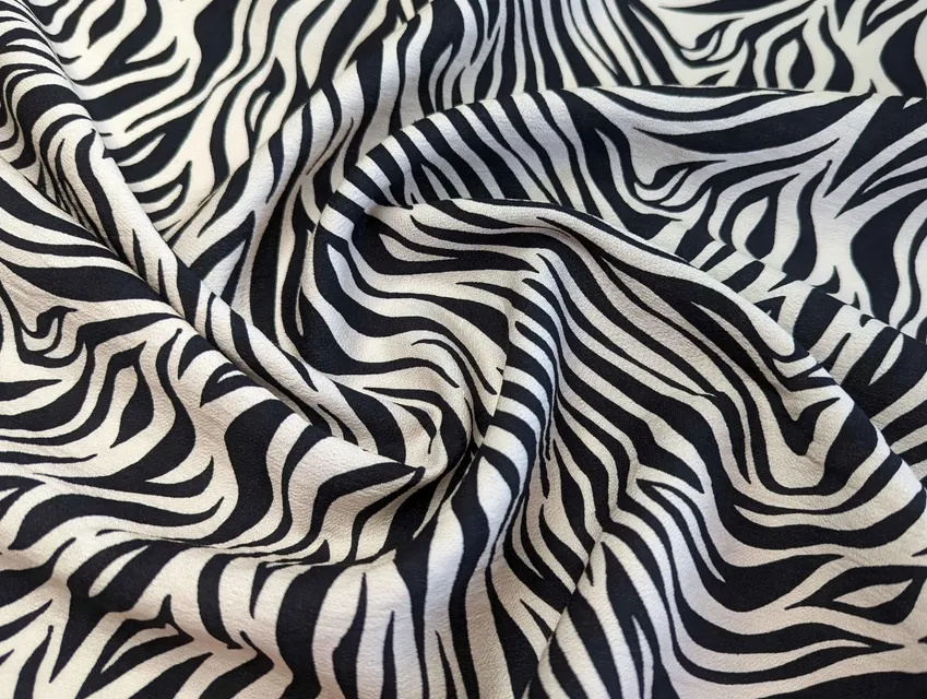 Льон бохо малюнок зебра, чорний на бежевому - фото 1 - інтернет-магазин tkani-atlas.com.ua