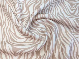 Льон бохо малюнок зебра, бежевий на кремовому - інтернет-магазин tkani-atlas.com.ua