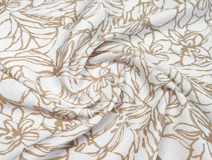 Льон бохо малюнок квіткова абстракція, бежевый на молочному - фото 1 - інтернет-магазин tkani-atlas.com.ua