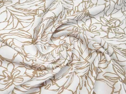 Льон бохо малюнок квіткова абстракція, бежевый на молочному - інтернет-магазин tkani-atlas.com.ua