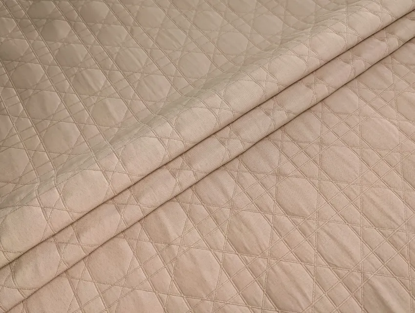 Строчена плащівка Луї клітинка, пудра (відріз 2,2 м) - фото 1 - інтернет-магазин tkani-atlas.com.ua